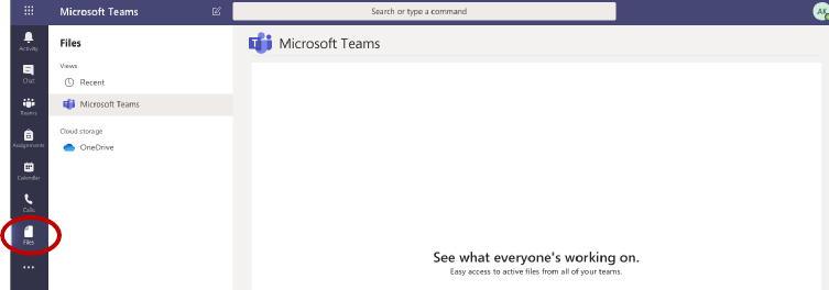 Files section in Teams. This is a section where you can access files shared with in your Teams account. Accessing OneDrive files are also available.